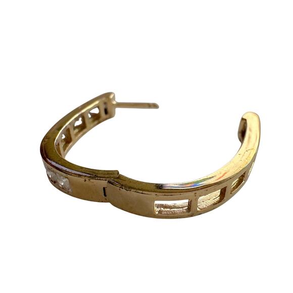 1.00 Carat Natural Diamond Hoop Earrings Gold Plate over Sterling Silver - Picture 7 of 11